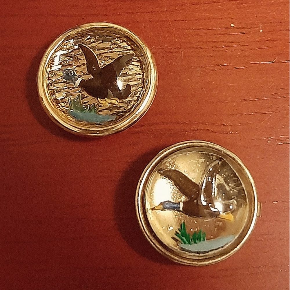 Vintage Duck Button Covers /            one NONY New York and one unsigned